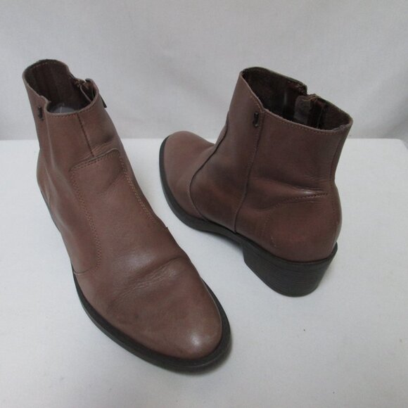 Santa Lolla brown Leather ankle zip boots booties top stitched Women Size Sz 7 - Picture 1 of 11